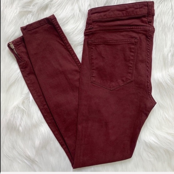 2/$20🌸 Zara Zipper Ankle Burgundy Skinny Jeans - Picture 5 of 8